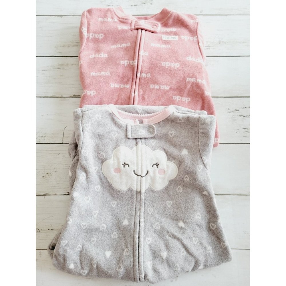 •Carters Small 0-3 Months Fleece Mama Dada Cloud Sleep Sack